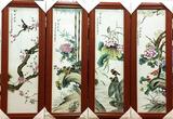 景德镇陶瓷手绘四条屏瓷板画名人名作中堂画壁画客厅卧室挂画带框