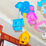 韩式田园简约创意卡通小房子儿童房卧室吊灯具 书房过道幼儿园LED