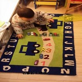定制卡通字母幼儿园学前教育数字儿童蓝色汽车爬行地毯腈纶专用