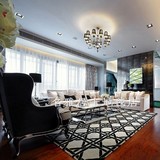 定制时尚欧式黑白格子地毯客厅茶几沙发卧室飘窗手工腈纶满铺地毯