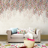 复古怀旧手绘树叶花卉壁纸卧室沙发简约电视背景墙纸北欧宜家壁画