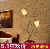 欧式温馨led台灯创意卧室床头灯简约现代时尚田园复古艺术花草灯