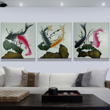 沙发背景墙装饰画客厅现代简约中式立体浮雕画餐厅卧室挂画鲤鱼图