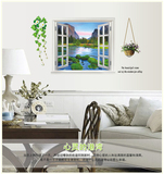 墙画壁纸 3D效果假窗户景外桂林山水贴画 卧室客厅书房装饰墙贴纸