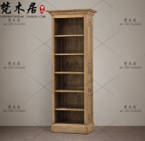 美式乡村实木书柜欧式橡木酒柜餐边柜法式复古做旧书架单门展示柜