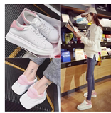 Cici 袁珊珊明星同款白色运动单鞋韩版简约女生小白鞋运动鞋球鞋