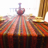 外贸东南亚泰式圆桌布民族风日式方台布复古藏式中式桌布桌旗定制