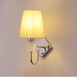 现代简约带开关LED可调光卧室床头壁灯 布艺水晶单头壁灯具灯饰