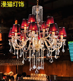 漫咖啡厅吊灯金色蜡烛水晶吊灯别墅客厅吊灯西餐厅大气15头吊灯具
