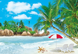 海边风景画瀑布墙画海滩椰子树风景现代装饰画纸制墙海景贴画年画