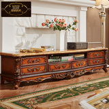 路易达芙 欧式茶几电视柜组合套装 美式实木雕花储物柜客厅家具J1