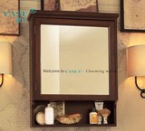 美式欧式乡村浴室镜柜 镜箱置物架 实木 卫生间镜子带置物柜挂墙