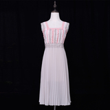 CARIEDO独家设计定制手工裁剪气质三色蕾丝拼接百褶连衣裙背带裙