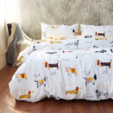 纯棉四件套秋冬简约风卡通床上用品套件全棉被套床单1.2/1.8米床