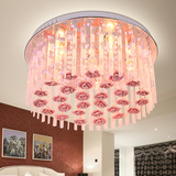 简约现代水晶灯LED客厅灯吸顶灯温馨浪漫粉色玫瑰花婚房灯卧室灯