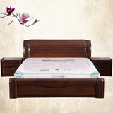 特价全实木1.8米中式双人床婚床胡桃木床高箱储物纯实木床