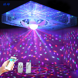 MP3音乐客厅灯欧长方形水晶灯遥控变色雷创意卧室灯普LED吸顶灯饰