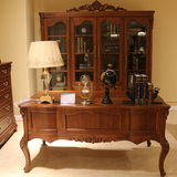 欧式实木书桌书房高档电脑桌写字台 美式古典四门书柜书桌椅组合