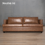 北欧美式复古怀旧风格双三人位沙发椅乡村仿古设计师家具仿皮布艺
