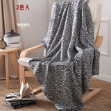 时尚现代纯棉针织毛巾被沙发毯子休闲毯床上毯床尾巾豹纹灰色咖色