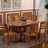 橡木简约现代实木餐桌椅组合可折叠餐桌小户型方桌伸缩拉伸饭桌子