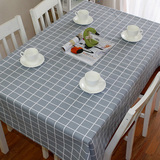 包邮茶几桌布纯棉布艺桌垫餐桌布台布正方形格子现代简约定制尺寸