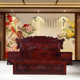 中式红木卧室家具1.8米婚喜双人大床 黑酸枝阔叶黄檀 实木质包邮