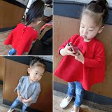 2016春装新款韩国童装女童毛衣开衫外套儿童两面穿斗篷针织衫上衣