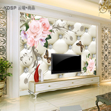 欧式软包电视背景墙壁纸客厅大型壁画3D立体玫瑰影视墙布现代简约