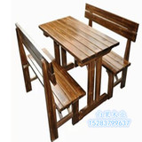 碳化木酒吧桌椅 火烧木户外桌椅组合时尚简约实木户外桌椅