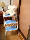 日本宜家梯子铁制多功能折叠梯楼梯椅三步家用梯人字梯小蓝鲸家居