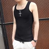 春夏季韩版修身时尚简单款青少年运动健身圆领套头男背心纯色黑白