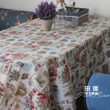 法式乡村 浪漫人文风景花卉 美式田园布艺餐桌布棉钢琴盖茶几台布