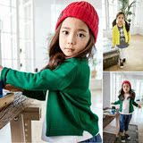 【代购】㊣韩国进口童装 女童儿童16春韩范糖果色纯棉针织开衫U01