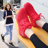 夏季椰子鞋韩版情侣鞋网面大红色运动鞋男女跑步鞋透气休闲健身鞋