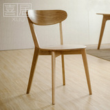 北欧宜家诺米拉实木餐椅白橡木胡桃木色原木咖啡椅简约现代休闲椅