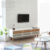 喜居现代简约实白橡木电视柜整装客厅卧室北欧宜家小户型方形地柜