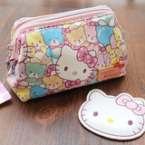 日本hello kitty可爱卡通凯蒂猫KT小熊女化妆包带镜韩版收纳包