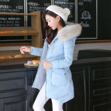 16冬装新款连帽棉衣女中长款显瘦保暖外套学生韩版修身羽绒棉服潮