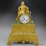 西洋古董钟表收藏 1827年法国 金质奖章 铜鎏金 古董座钟 可以走