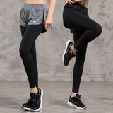 运动裤 假两件 女紧身夏跑步运动速干弹力健身瑜伽打底裤健美长裤