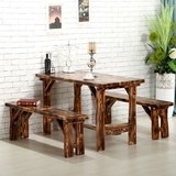 碳化复古实木桌椅阳台茶桌仿古小户型餐桌防腐户外酒吧桌凳组合