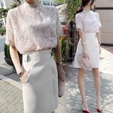 2016夏装新款名媛韩版雪纺短袖连衣裙两件套修身包臀裙休闲套装裙