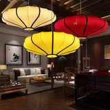 中式布艺吊灯现代创意餐厅会所饭店客厅阳台灯具中国风仿古红灯笼