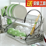 不锈滴水碗架双层厨房置物架沥水架碗碟架碗盘收纳架砧板刀架用品