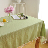 宜家风田园棉麻布艺绿格子桌布茶几小盖布长方形书桌布餐布桌布