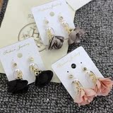 2016新款韩国气质耳环个性甜美水钻珍珠花朵吊坠日韩后挂式耳坠