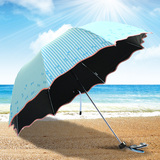 天堂伞防紫外线太阳伞女士遮阳伞超轻黑胶防晒伞创意三折叠晴雨伞