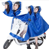 包邮摩托车电动车男女双人雨衣透明大帽檐成人母人加大雨披