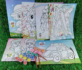 水彩画儿童宝宝填色画小孩涂色卡 幼儿园奖品礼品 DIY颜料画 多款